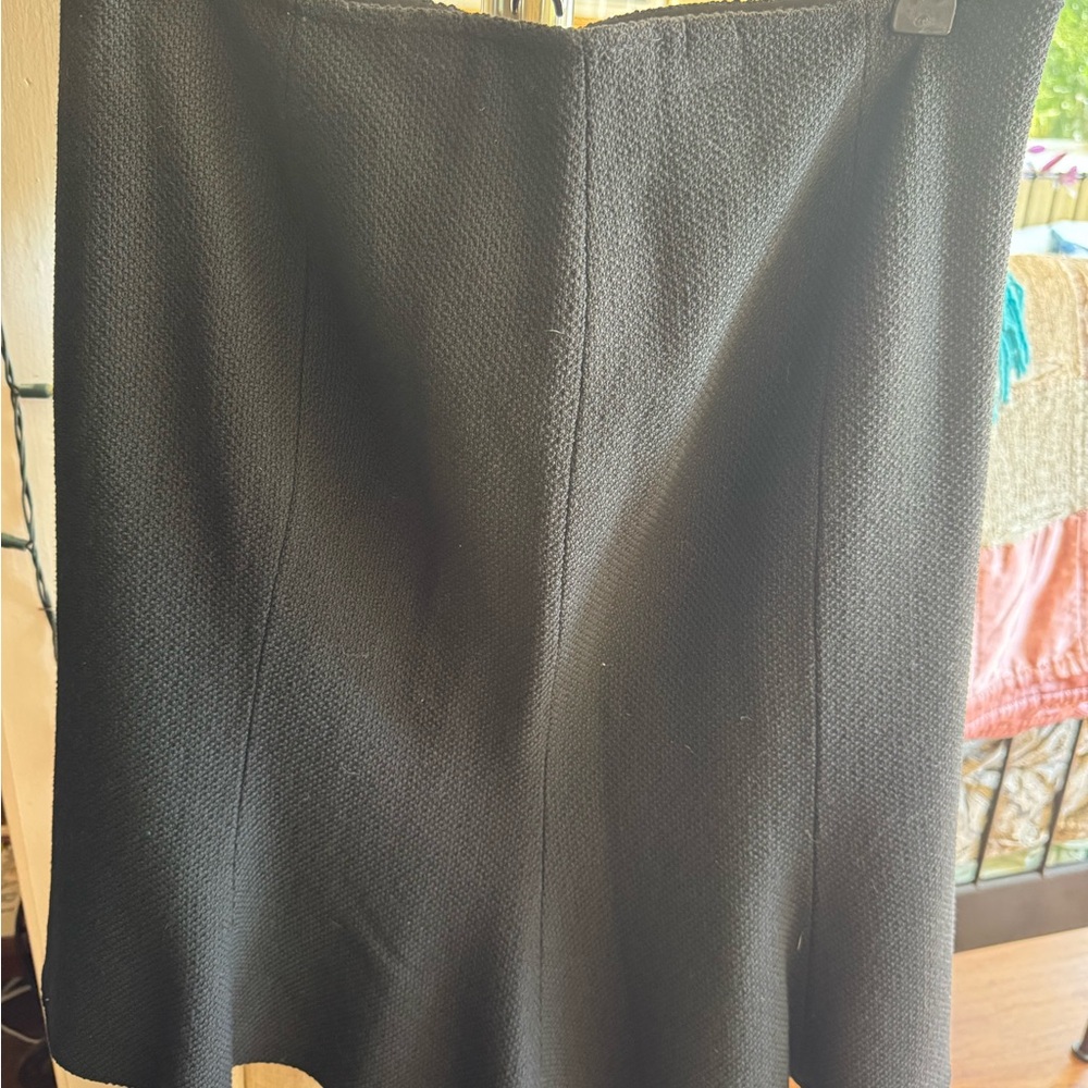 St. John Textured Black A-Line Skirt
